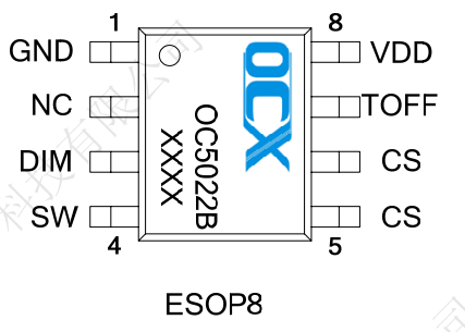 60V降压大功率LED恒流内置MOS恒流驱动芯片OC5502B规格说明书PDF下载